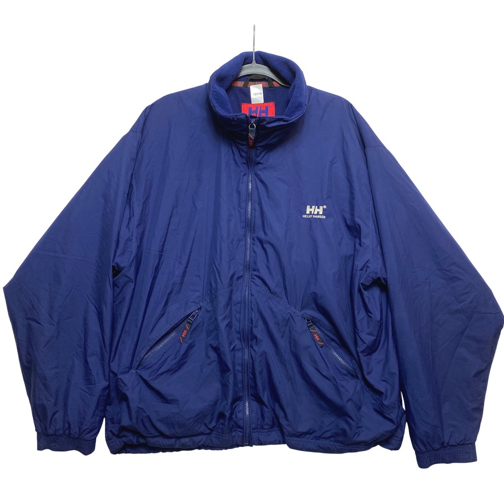 Helly Hansen Jacket Mens XL Navy Blue Fleece Lined Full Zip Windbreaker
